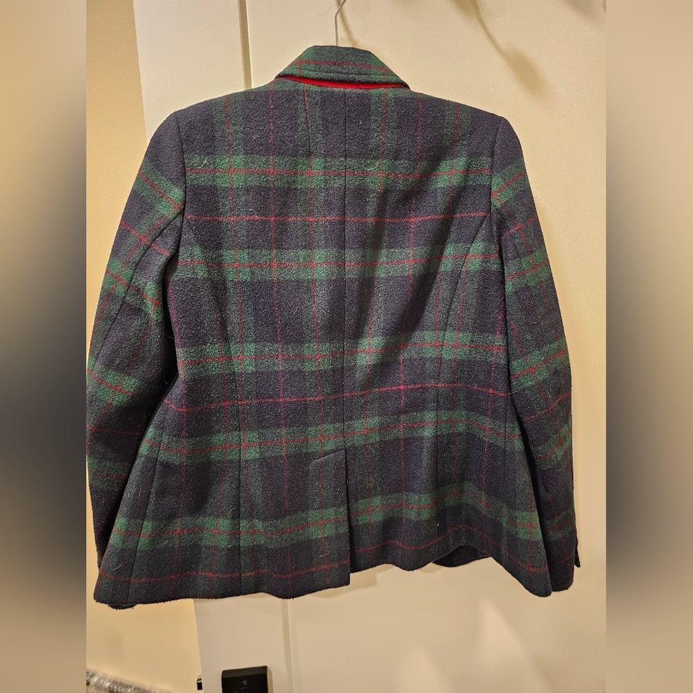 Talbots Women's Tartan Plaid Blazer - Green and Red - Picture 3 of 6